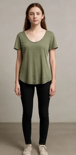 Free People Olive Green Asymmetrical Hem Relaxed Tee XS thumbnail 1