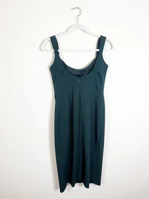 BHLDN Ana Crepe Emerald Green Midi Dress Size 8 thumbnail 4