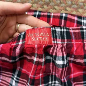 Victorias Secret Red Christmas Plaid Flannel Pajama Pants Lounge thumbnail 5
