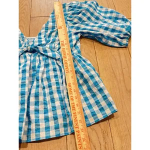 LILLY PULITZER NWT $138 Sarafina Short Sleeve‎ Crinkle Gingham Blouse Top Size 4 thumbnail 4