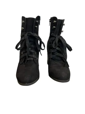 Target Black Lace-Up Block Heel Boots thumbnail 2