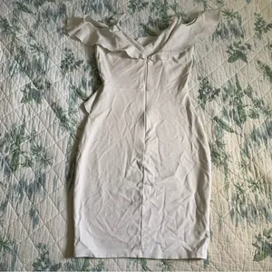 Aqua Ruffle Asymmetrical Bodycon Bridal Shower Dress M White thumbnail 6