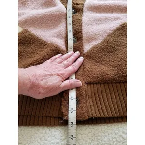 LUSH Women's Teddy Jacket Coat Color-block Brown Cream Pink Size S thumbnail 7