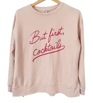 Wildfox Pink Blush But First Cocktails Crewneck Pullover Sweatshirt Size‎ XS thumbnail 1