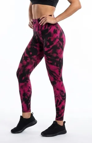 Strut This Pink Black Tie Dye Leggings Small High Rise‎ Yoga Athletic Pants thumbnail 1