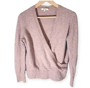 Madewell | Small | Lilac Coziest Date-Night Alpaca Wool Blend Faux Wrap Sweater thumbnail 4