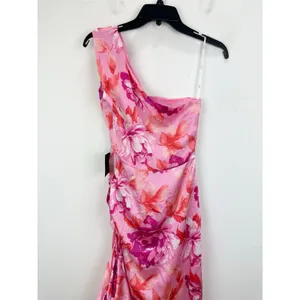 Lulus Divinely Blooming Pink Multi Floral One-Shoulder Midi Dress Party XS NWT thumbnail 7