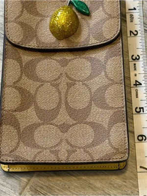 Coach Phone Crossbody Signature Glitter Lemon Purse Minimalist Quiet Luxury thumbnail 3