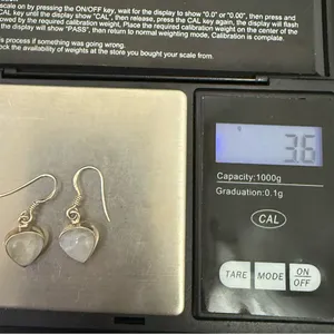 Vintage 925 Sterling Silver Small Heart Moonstone Drop Earrings 3.6g thumbnail 10