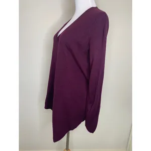 French Connection Burgundy V Neck Sweater Asymmetric Hem Sz Small thumbnail 4