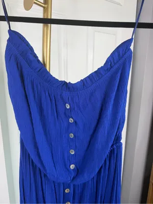 Bluivy Size L Royal Blue Strapless Button Front Maxi Dress thumbnail 3