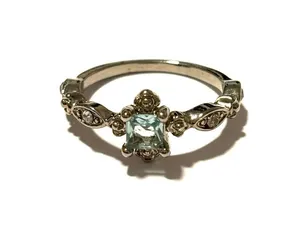 Silver ring with light blue stone Size 7 thumbnail 1