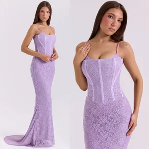 House of CB Antonina Orchid Lace Corset Maxi Dress Purple Size M Regular Cup A-C thumbnail 2