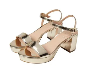 NWT Bandolino Pennie Platform Block Heel Sandals BNPENNIE3 Platino Gold 6M thumbnail 1