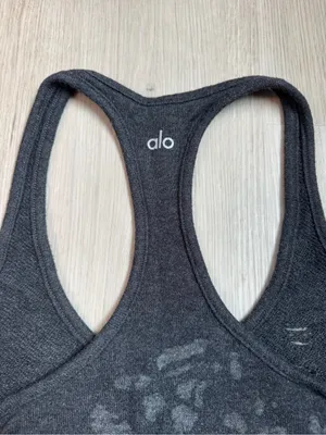ALO Yoga Black Heather Racerback Tank Top thumbnail 2