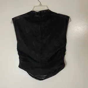 REFORMATION Lindy sheer mesh high neck sleeveless cinched black top size Small thumbnail 4