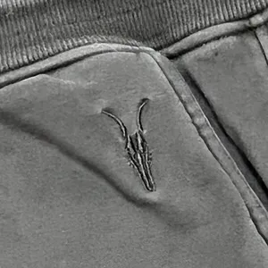 AllSaints Sweatpants‎ Velour Lined Washed Black Joggers XL Ramskull Logo Y2K EUC thumbnail 11