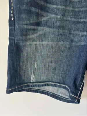 BKE Payton Jean Shorts Dark Wash Contrast Denim Bermuda Lightly Distressed thumbnail 2