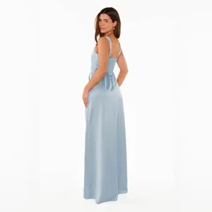 SHOW ME YOUR MUMU Nina Maxi Dress In Steel Blue Luxe Satin thumbnail 3