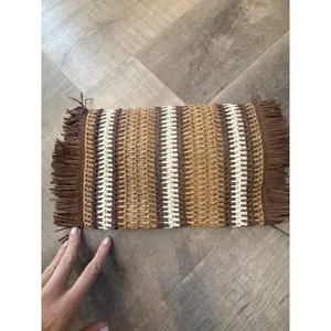 NWT Primadonna Collection Woven‎ Raffia Fringe Clutch – Marrone/Tan thumbnail 6