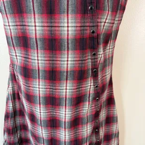 Kuhl Plaid Mini Dress Womens Med‎ Red Grunge Button Front Sleeveless schoolgir thumbnail 4