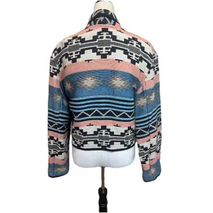 Vintage Tapestry Crop Jacket Aztec Design Size S Cowboy Boho Festival Goblincore thumbnail 2