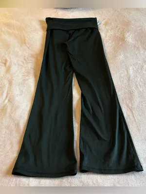 Embrace Your Love black fold over flared yoga pants size M athletic athleisure thumbnail 2