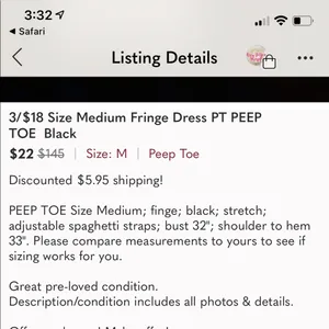 New Peep Toe fringe flapper 1920’s style dress black M thumbnail 14