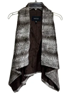 Karen Kane Vest Faux Fur Size Small Quite Luxury Old Money Elevated Staple thumbnail 5