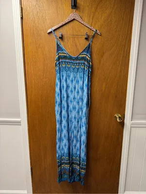 Sacred Threads Wide Leg Sleeveless Jumpsuit Blue Rayon L/XL Large Extra Large thumbnail 11