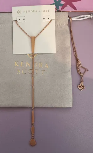 Kendra Scott Rose Gold Long Y Necklace with Geometric Drops thumbnail 1
