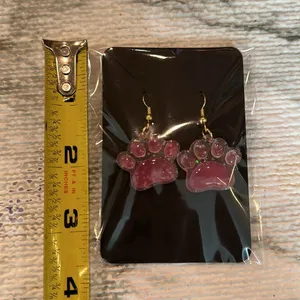 Cat Paws‎ Dangle Earrings Pink thumbnail 2