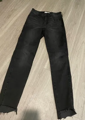 Madewell Black Skinny Jeans with Raw Hem thumbnail 1