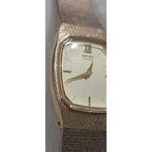 Seiko Quartz Ladies Watch Gold Tone Rectangle Case Textured Band‎ 387034 thumbnail 9