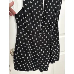 Free People Romper Ashley Black White Diamond Boxy Linen Blend XS thumbnail 8