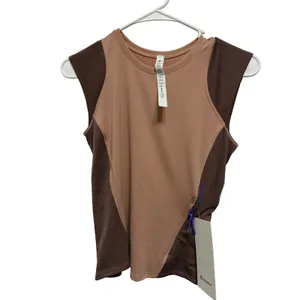 Lululemon Cap Sleeve Hiking Tank Pecan Tan Dark‎ Oxide LW1DSGS Size 2 thumbnail 2