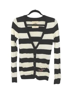 Hollister ★ Varsity Collegiate Rugby Stripe Cardigan Sweater ★ Navy White ★ S thumbnail 8