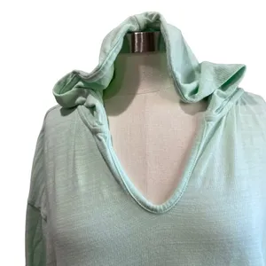 Loft Causal Mint Green‎ Pullover Hoodie 100% Knit Cotton Size Large thumbnail 4