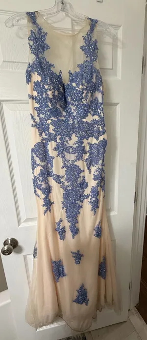 Beaded Lace Periwinkle Coya Collection Prom Dress thumbnail 1