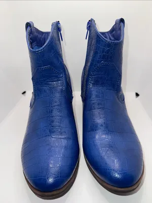 True Craft Winnie Western Ankle Boots Blue Croc Print Women’s 8 Boho thumbnail 5