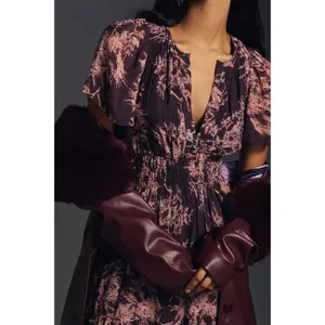 NWT by Anthropologie The Somerset Maxi in Crimson Print Chiffon Edition Dress XS thumbnail 2