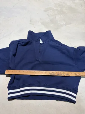 Aerie cropped Navy Quarter-Zip Pullover with Striped Hem small thumbnail 3