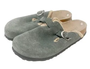 LL Bean Size 10 Green Leather Suede Slip on Clog Mule Buckle thumbnail 1