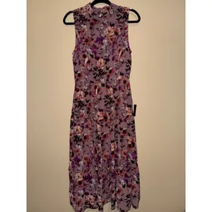 Lulus NWT Cottagecore Purple Floral Midi Dress Sleeveless Chiffon M Romantic thumbnail 3