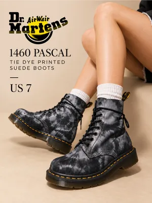 Dr. Martens 1460 Pascal Tie Dye Printed Suede Boots Black Gray Women’s 7 thumbnail 1