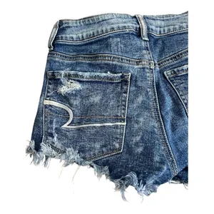 American Eagle Blue Shortie Stretch X Distressed Denim Shorts Size 2 Cotton thumbnail 5