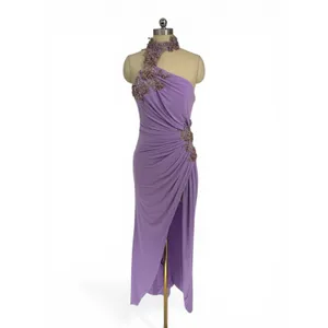 NWT Ieena for Mac Duggal 2227 Lilac Lavender One-Shoulder‎ Beaded Gown Sz 2 thumbnail 4