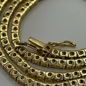 Kay Jewelers Moissanite Iced Out Tennis Chain Gold 3mm 22 Inches Brand New VVS1 Fast Ship thumbnail 5