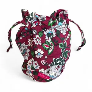 NWOT Vera Bradley Burgundy Floral Drawstring Pouch thumbnail 2