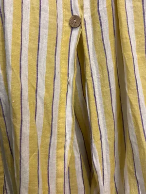 Rachel Zoe linen size 8 Yellow and White Striped Button-Front Maxi Dress thumbnail 4